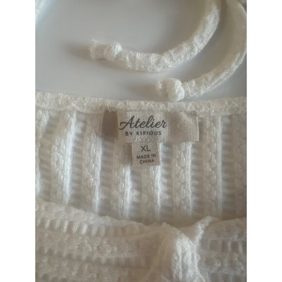 Atelier by Kirious Womens White Textured Knit Crop Top Bow Back V-Neck XL - Picture 8 of 9